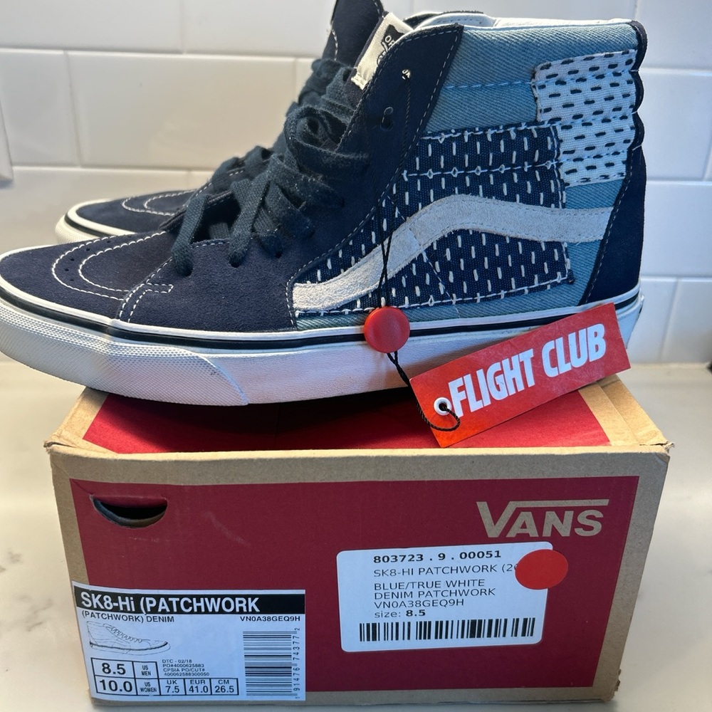 Vans Sk8-Hi Patchwork Mens Sneakers - Navy and White